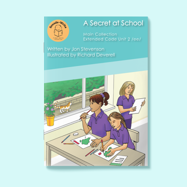 Book cover for 'A Secret at School' Main Collection Extended Code Unit 2 /ee/.